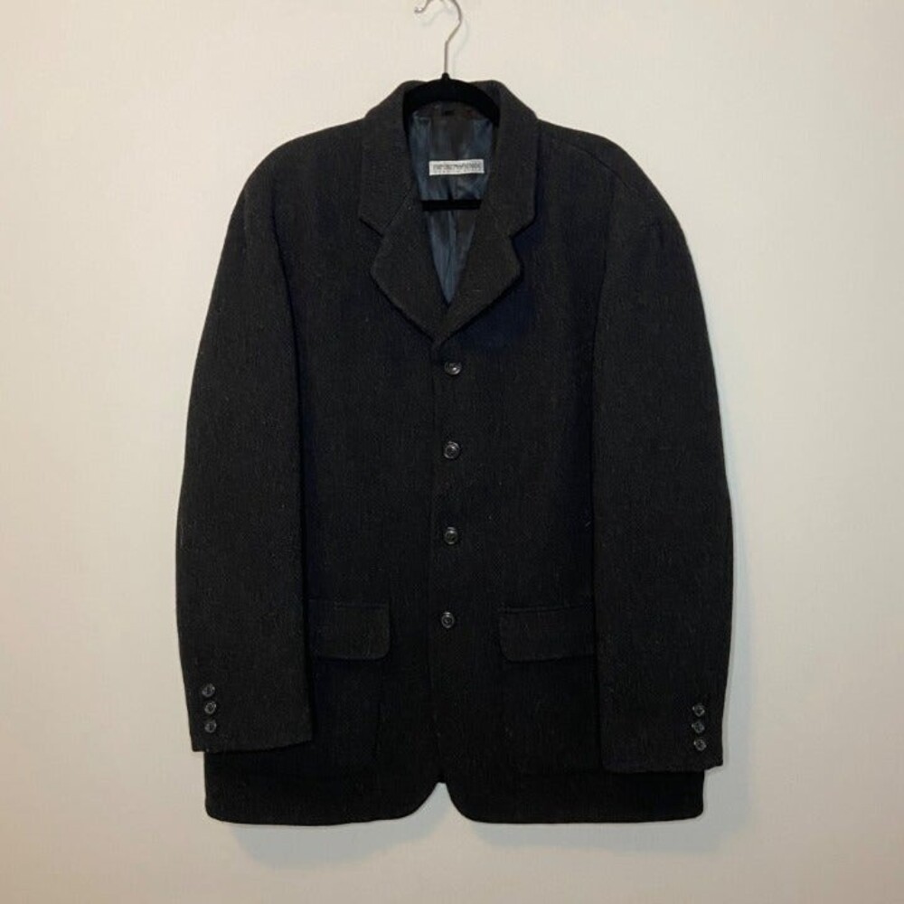 Emporio Armani Charcoal Grey Wool Blend Peacoat Size 54
